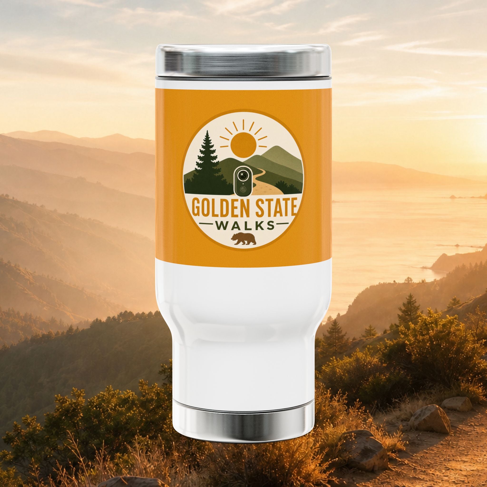 Golden State Walks 14oz Stainless Travel Mug with Handle