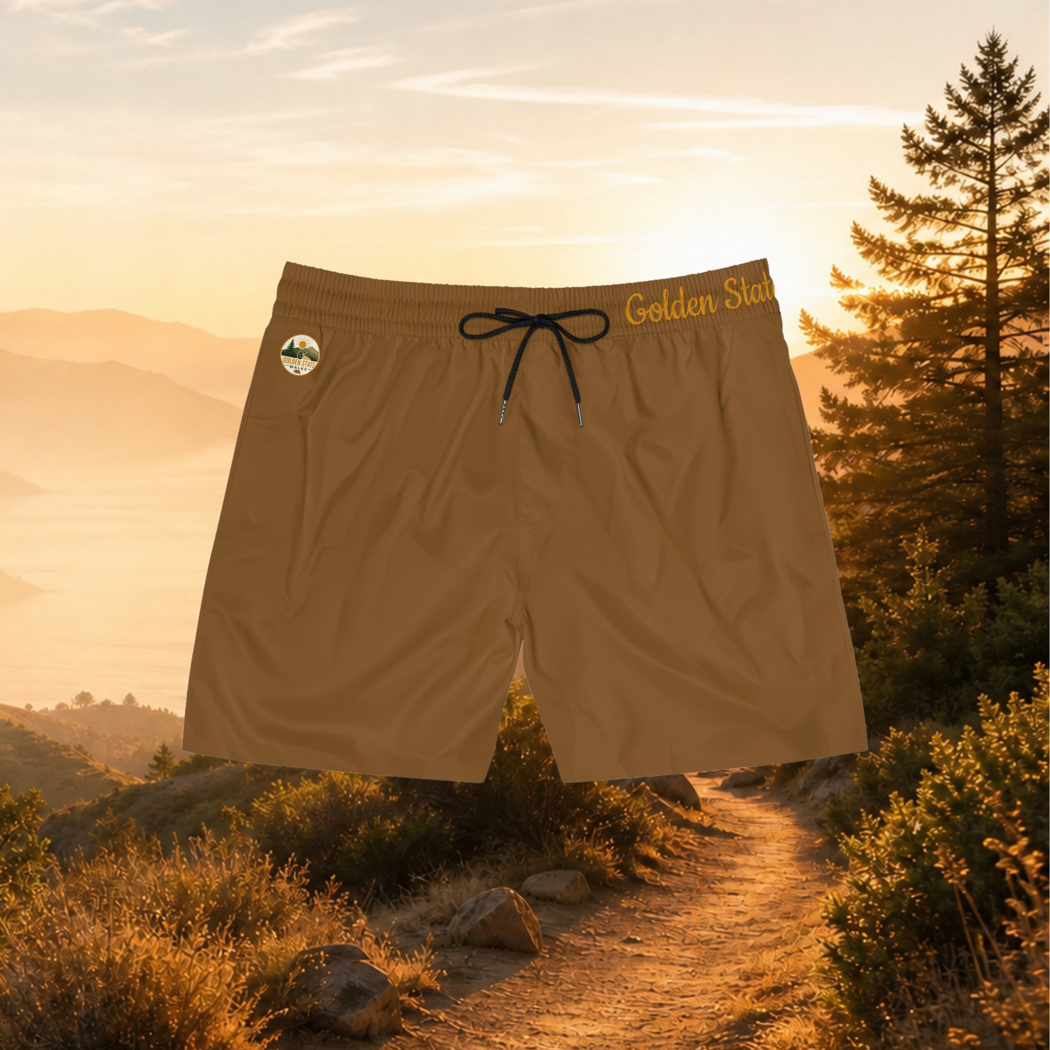 Swim Shorts — Golden State Hikes Mid-Length Men's Swim Trunks