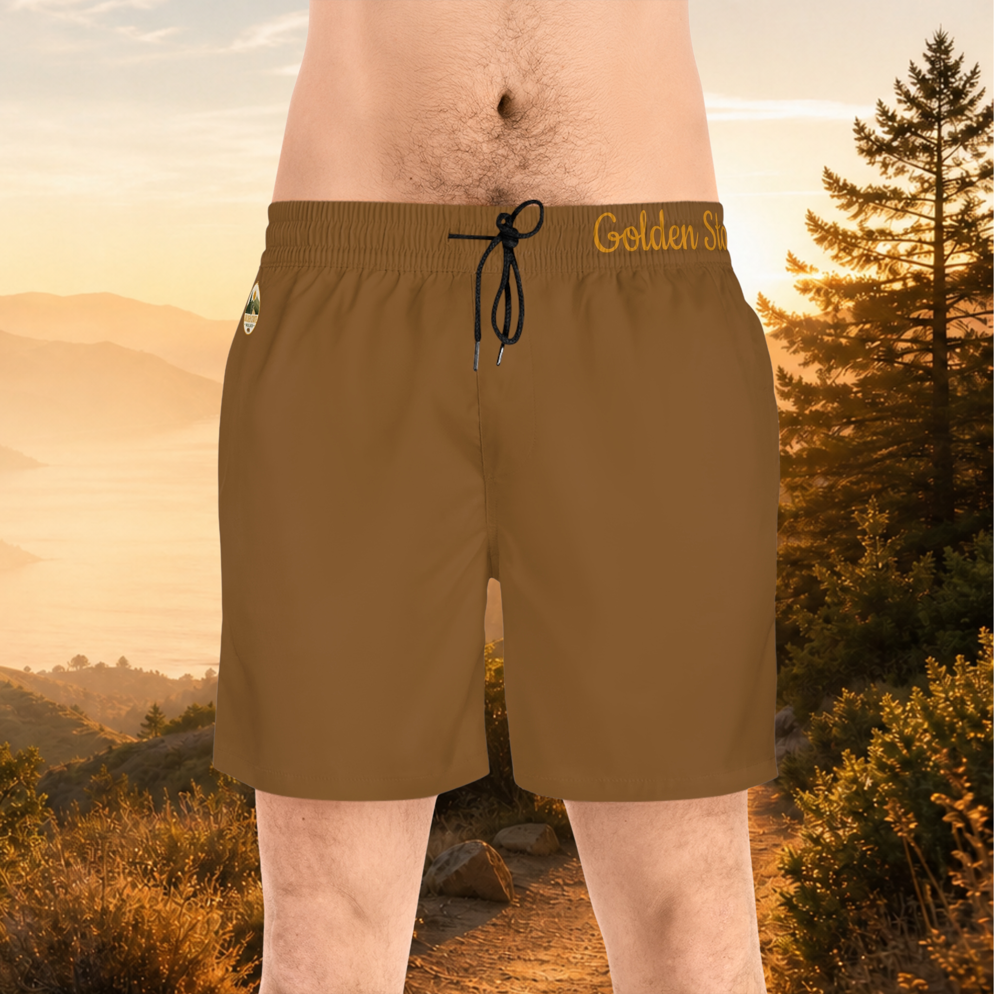 Swim Shorts — Golden State Hikes Mid-Length Men's Swim Trunks